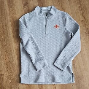 Womens Gray Quarter-Zip Long sleeve Top
